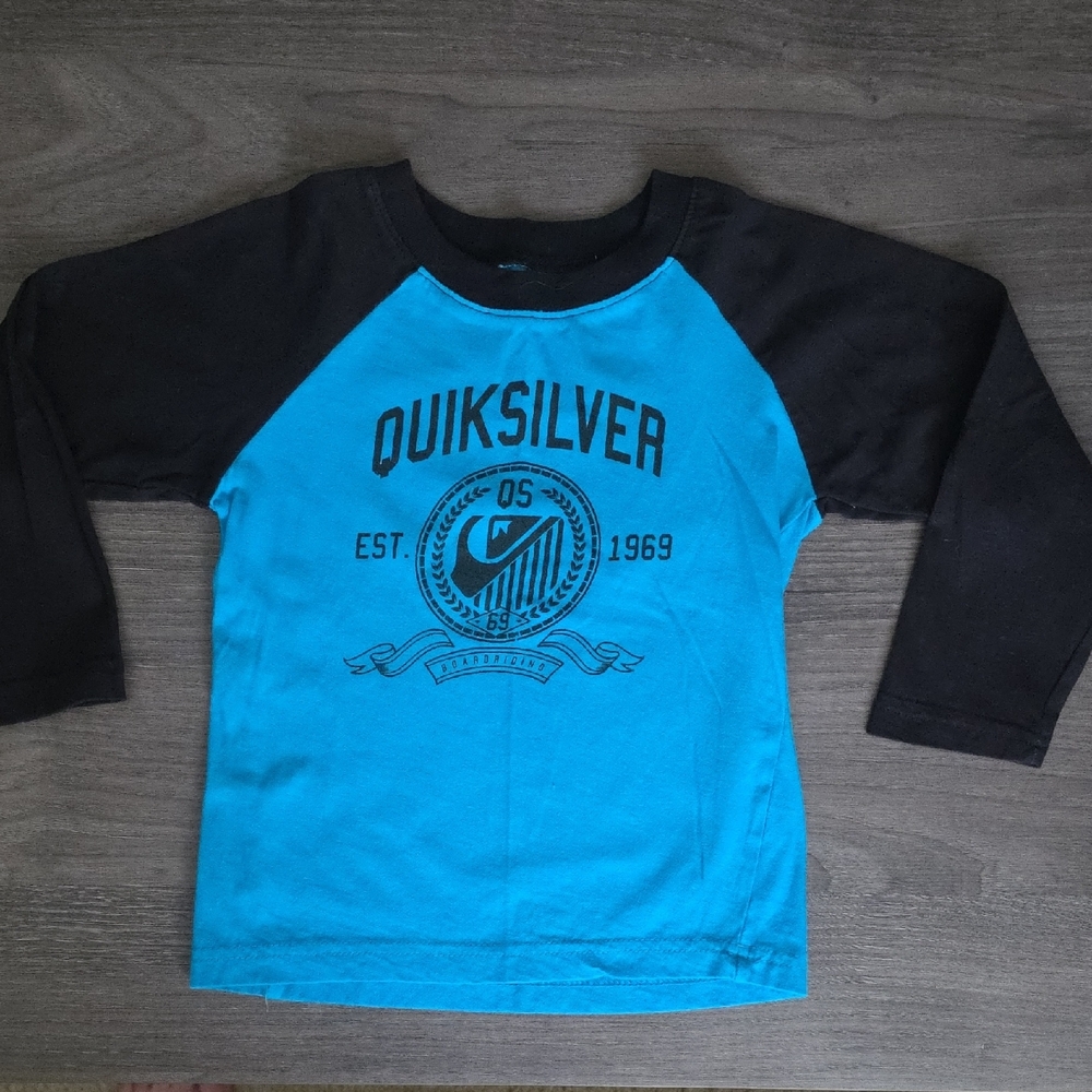 Quiksilver Blue and Black Long Sleeve Tee